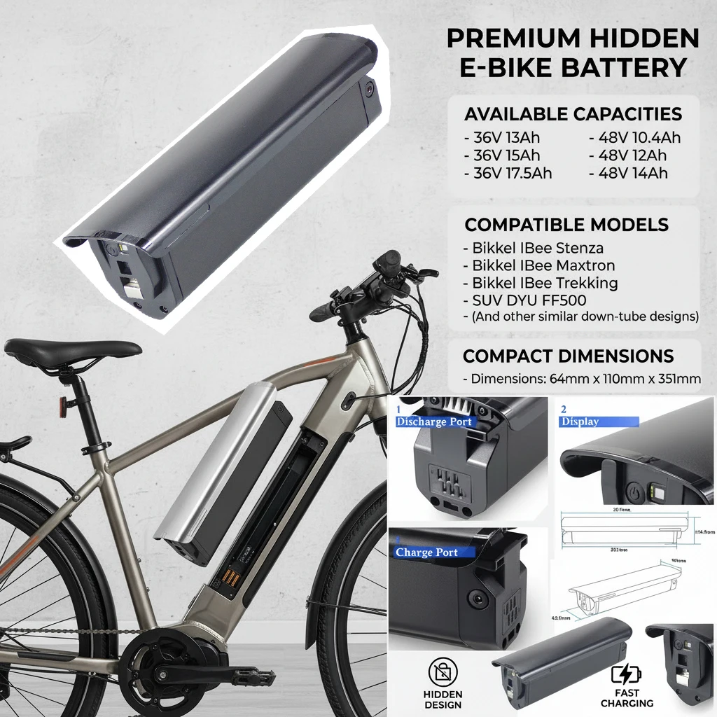 

36V 48V Integrated 14Ah 16Ah 17.5Ah for Bikkel IBee Stenza Maxtron Trekking SUV DYU FF500 Akku Replacement bike