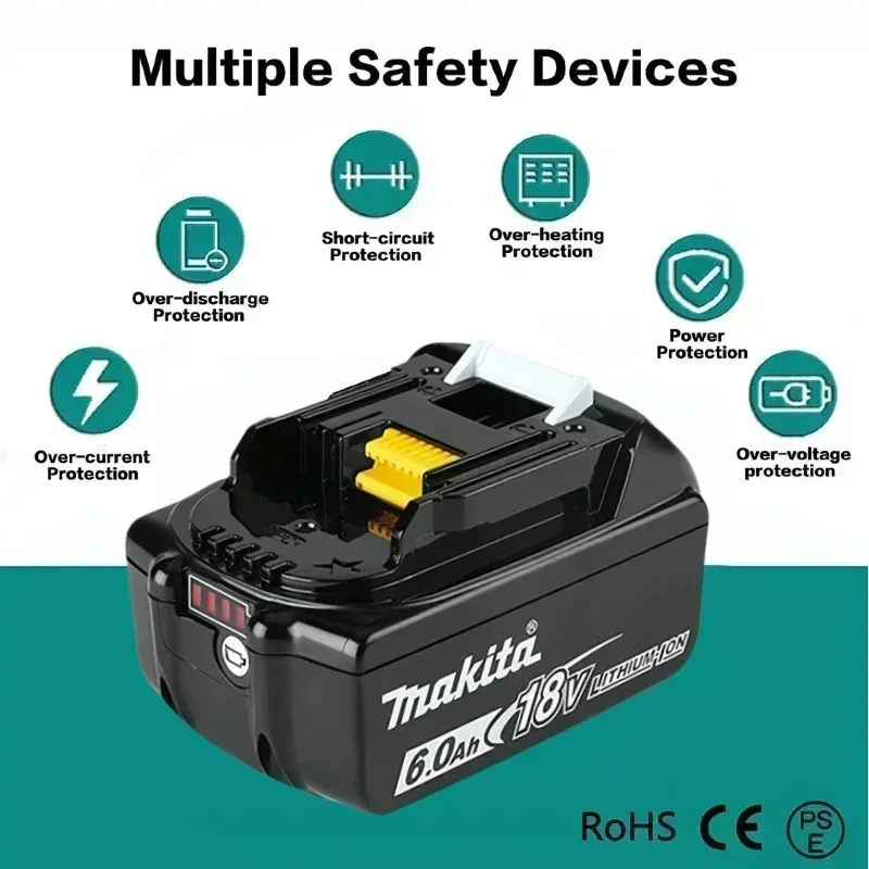 BL1860B Makita Original high-performance 18V 6Ah/5Ah/3Ah li-ion battery for Makita 18V LXT brushless power tools DDF487 DTD156