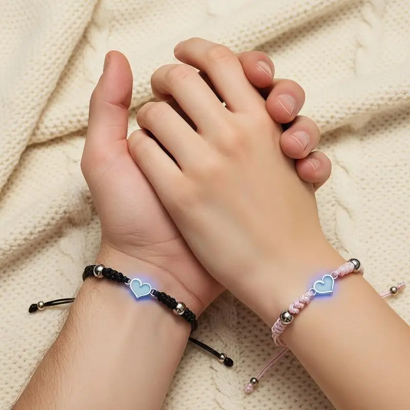 Adjustable Braided Bracelet Comfortable Glowing Heart Bracelet Lucky Knot Bracelet Love Heart Jewelry For Special