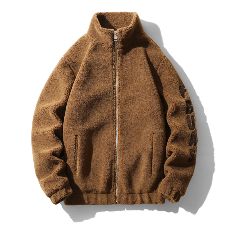موضة الاتجاه رسالة التطريز البربرية الصوف معطف الشتاء سميكة الدافئة سترة الرجال سترات فضفاضة غير رسمية سميكة الرجال الملابس