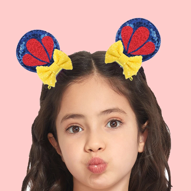 1pc Beliebte Maus Ohren Bogen Haar Clips für Mädchen Thema Pack Reise Glitter Haarnadeln Kinder Festival Party DIY Haar zubehör – Detail 7