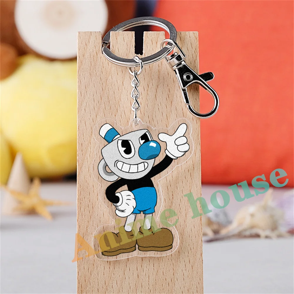 Game Cuphead Cartoon Character Acrylic KeyChain 6cm Cute Accessory backpack pendant Gifts