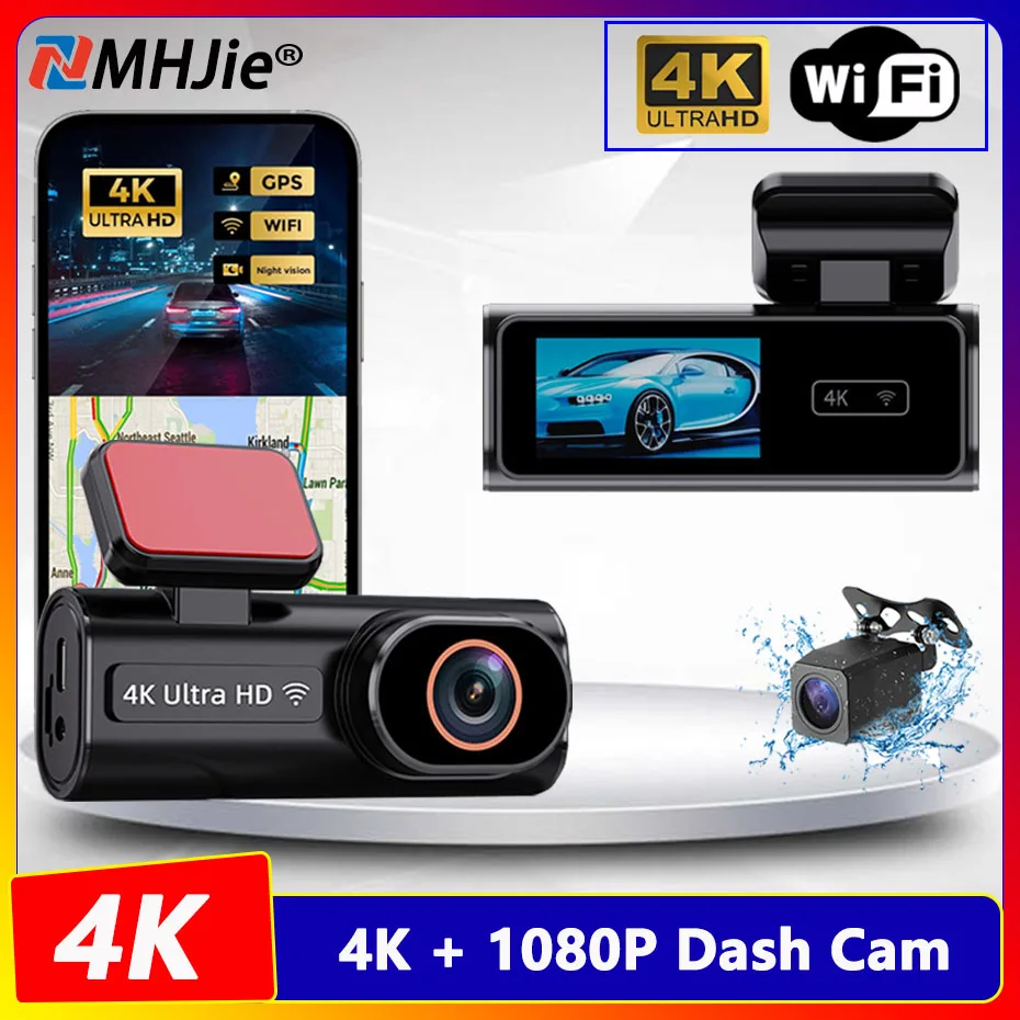 

Видеорегистратор 4K UHD с ночным видением, Wi-Fi, GPS и функцией круглосуточной записи при парковке