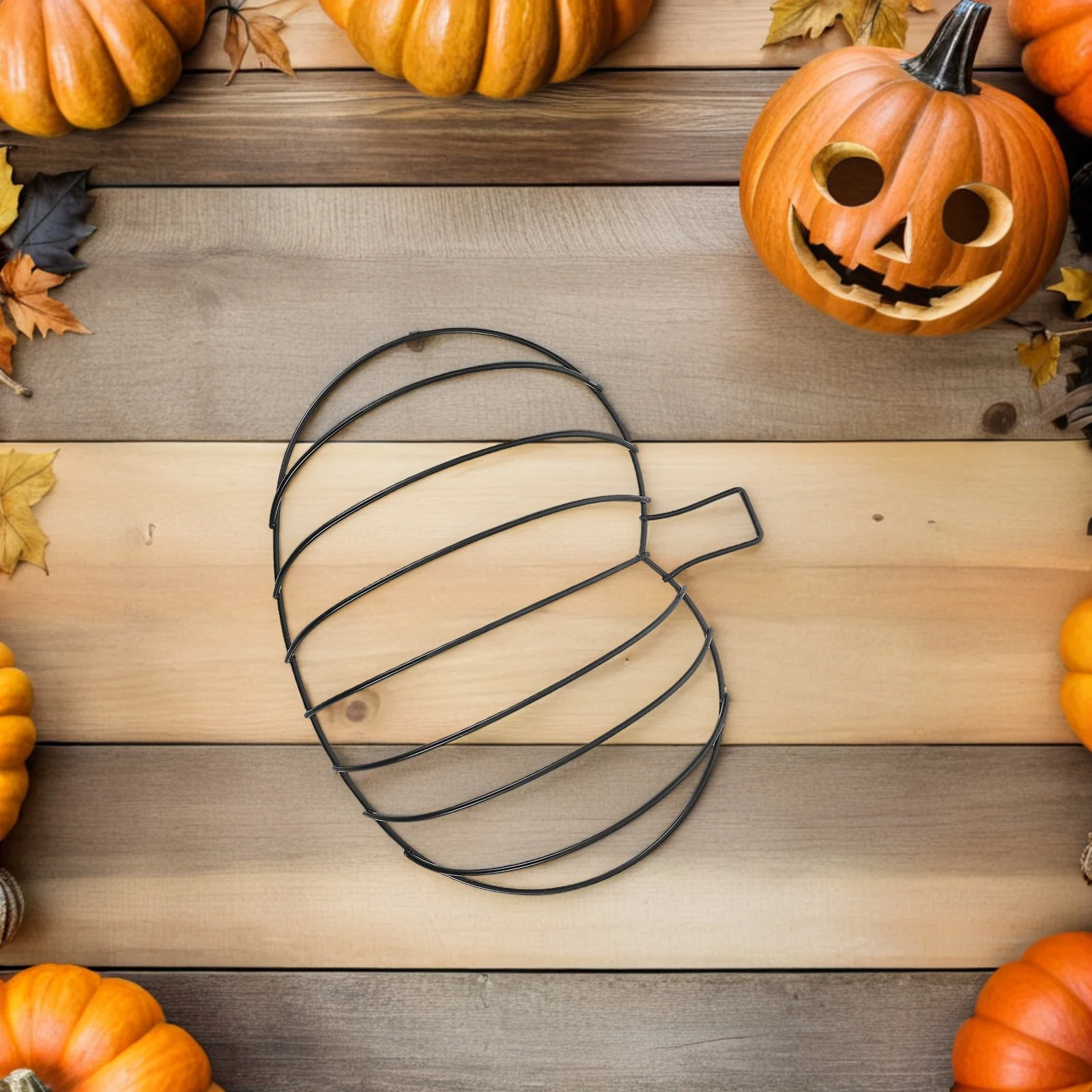 

3 Pcs Rings Pumpkin Wrought Iron Decoration Wreaths for Front Door Thanksgiving Home