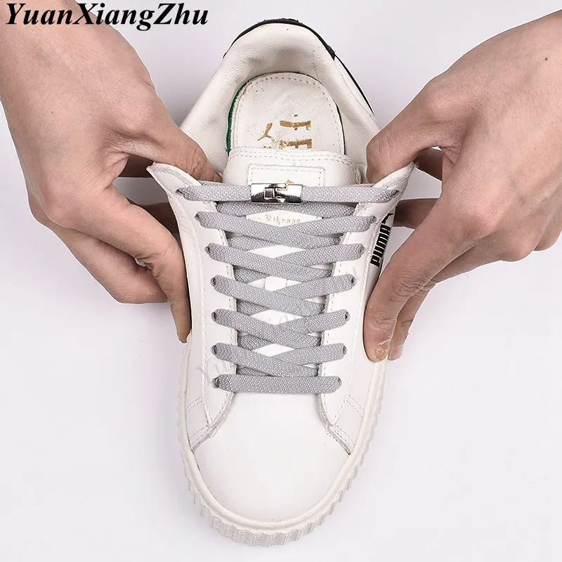 1Piar Quick No Tie Shoe laces Flat Cross buckle Elastic ShoeLaces Kids Adult Unisex Sneakers Shoelace Lazy Laces Strings