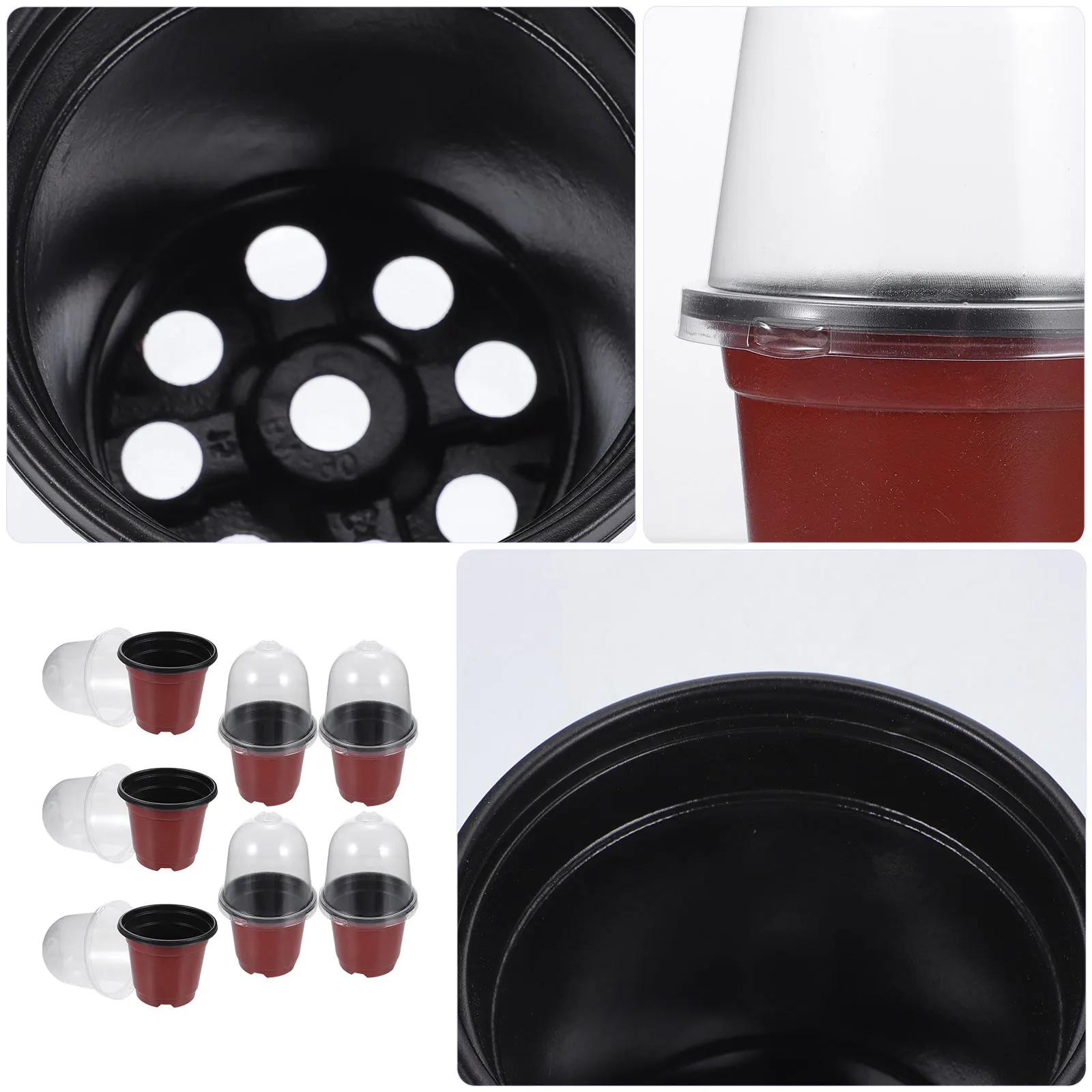 

10Sets Nursery Pots with Humidity Dome Plastic Planting Containers Seed Starter Planter Flower Gardening Supply