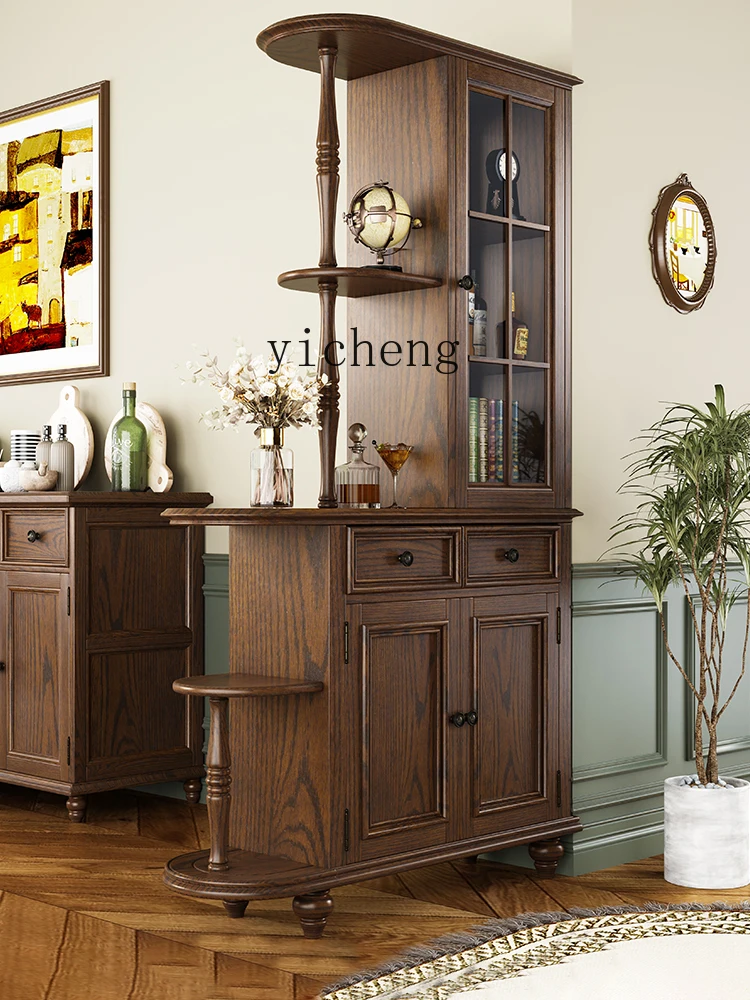 

TWR Solid Wood Doorway Hall Rack Double-Sided Small Apartment Retro Integrated Wall-Mounted