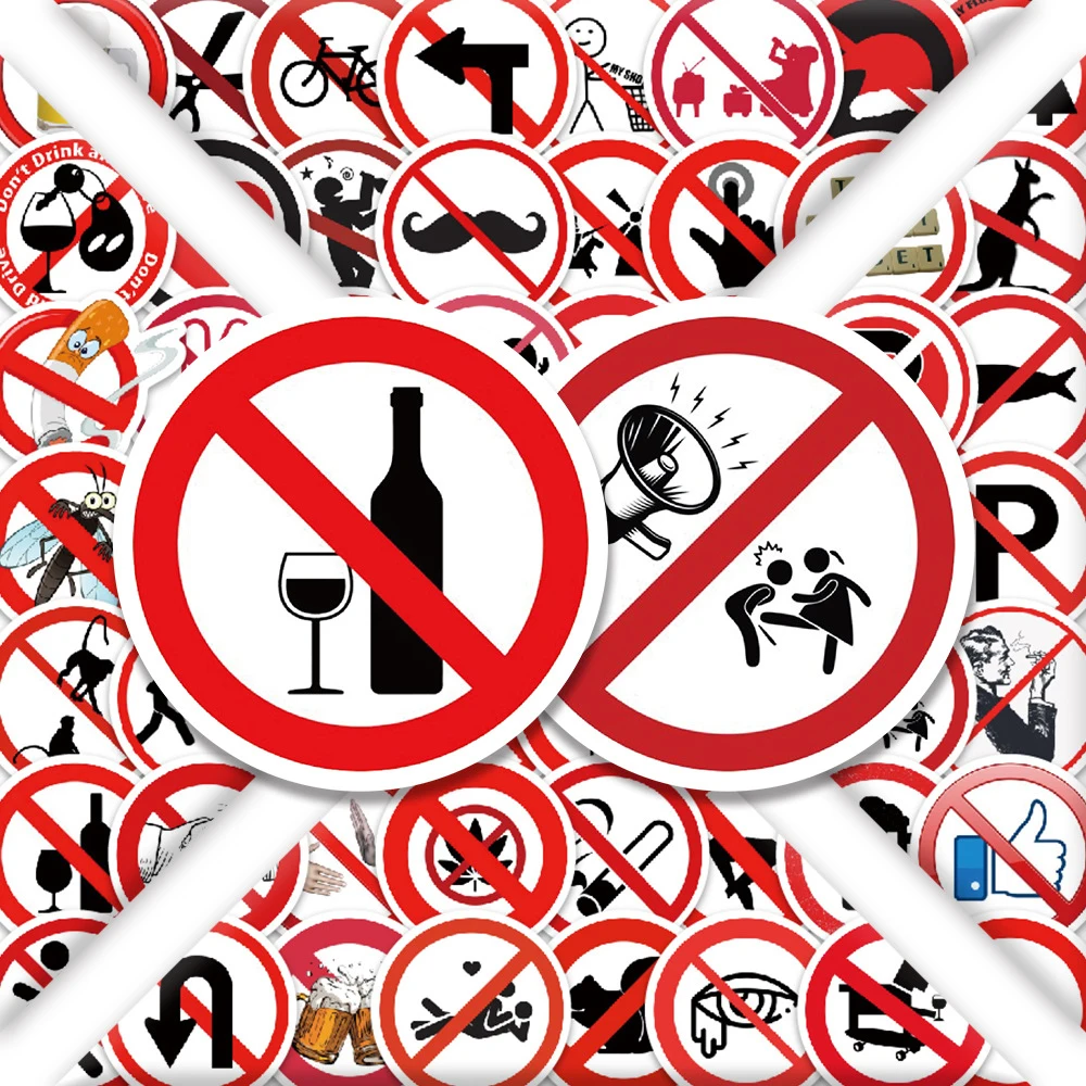 

10/30/60pcs Warning Sign Cartoon Stickers Funny Graffiti Sticker DIY Suitcase Phone Skateboard Diary Decals Decoration Supplies