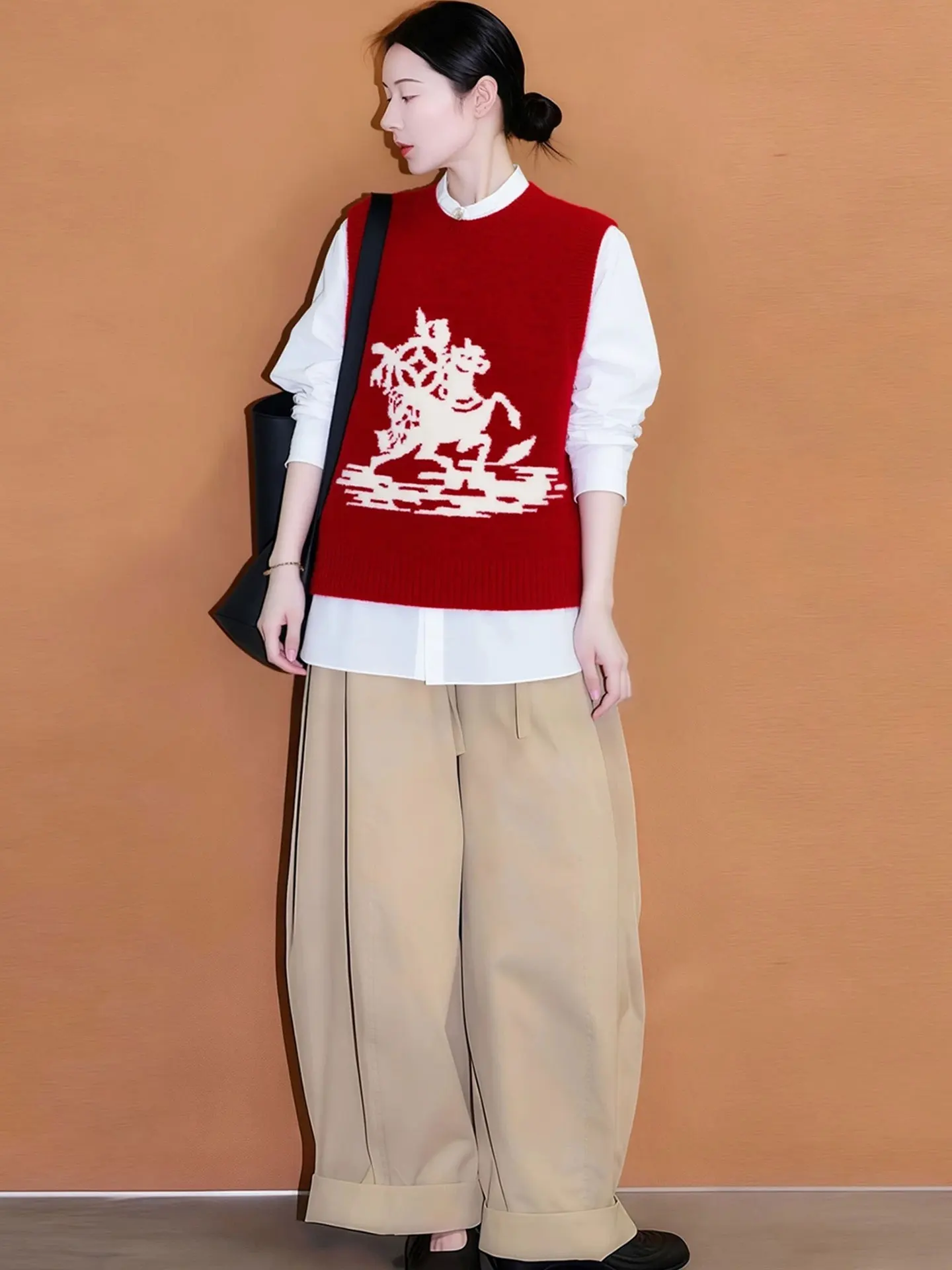 

Элитный вязаный красный жилет для женщин, новинка 2026 года, модный, теплый, на каждый день, шерстяной, стандартный крой