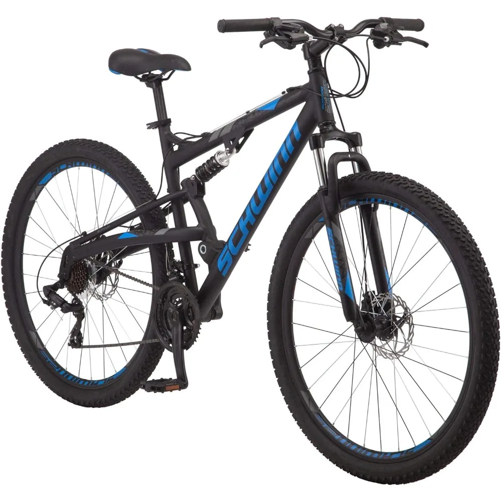 S29 Mens and Womens Mountain Bike, 29-Inch Wheels, Aluminum Frame, Dual-Suspension, Mechanical Disc Brakes