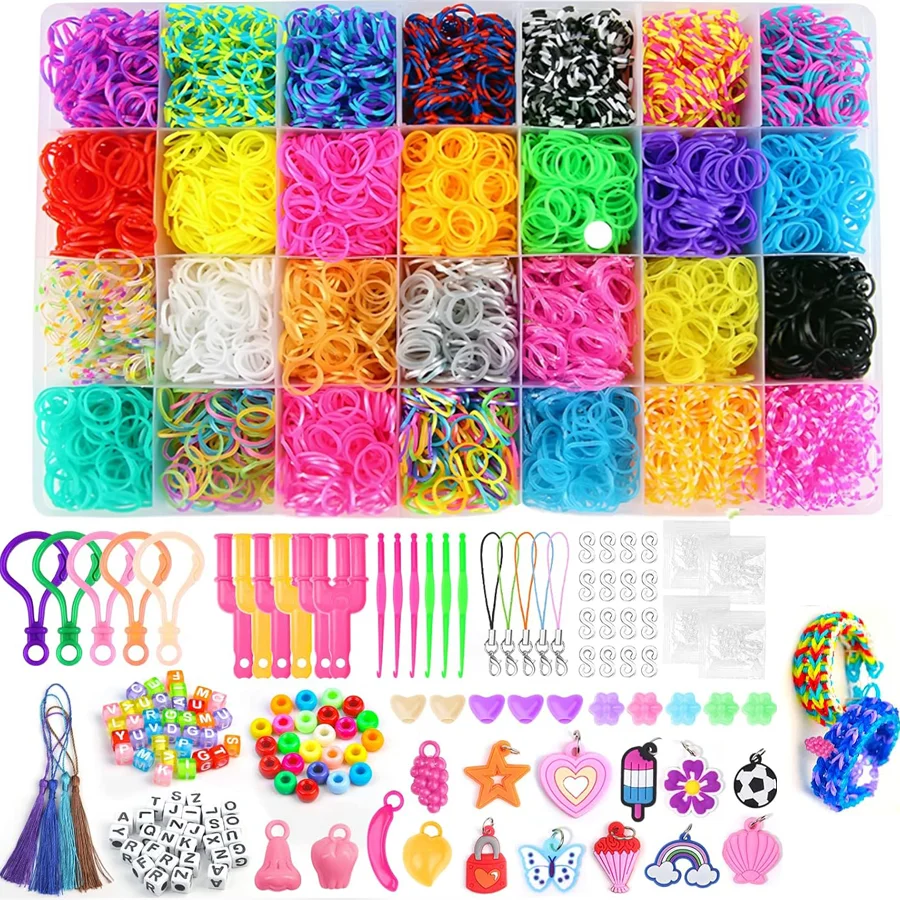 

2900PCS+36Colors Loom Bands Rubber Band Starter Set Unique Colors Accessories Storage Case DIY Refill Bracelet Making