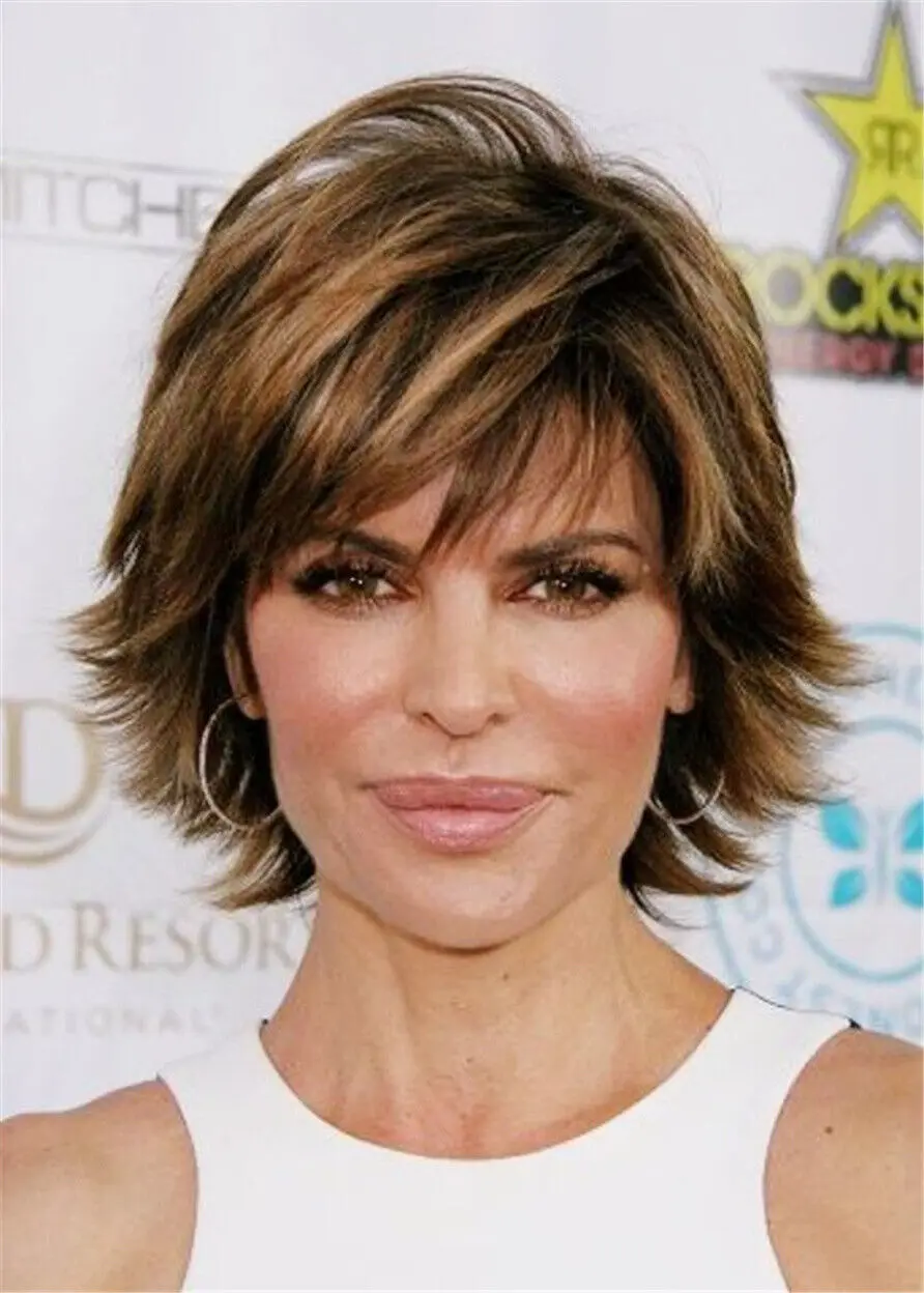 

8 Inch Women's Light Brown Short Layered Capless Wigs