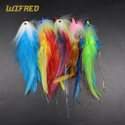 WIFREO 1PC 2/0 Feather Streamer Fishing Fly Trout Salmon Steelhead Pike Big Streamer Tube Flies Saltwater Fishing Lure Baits