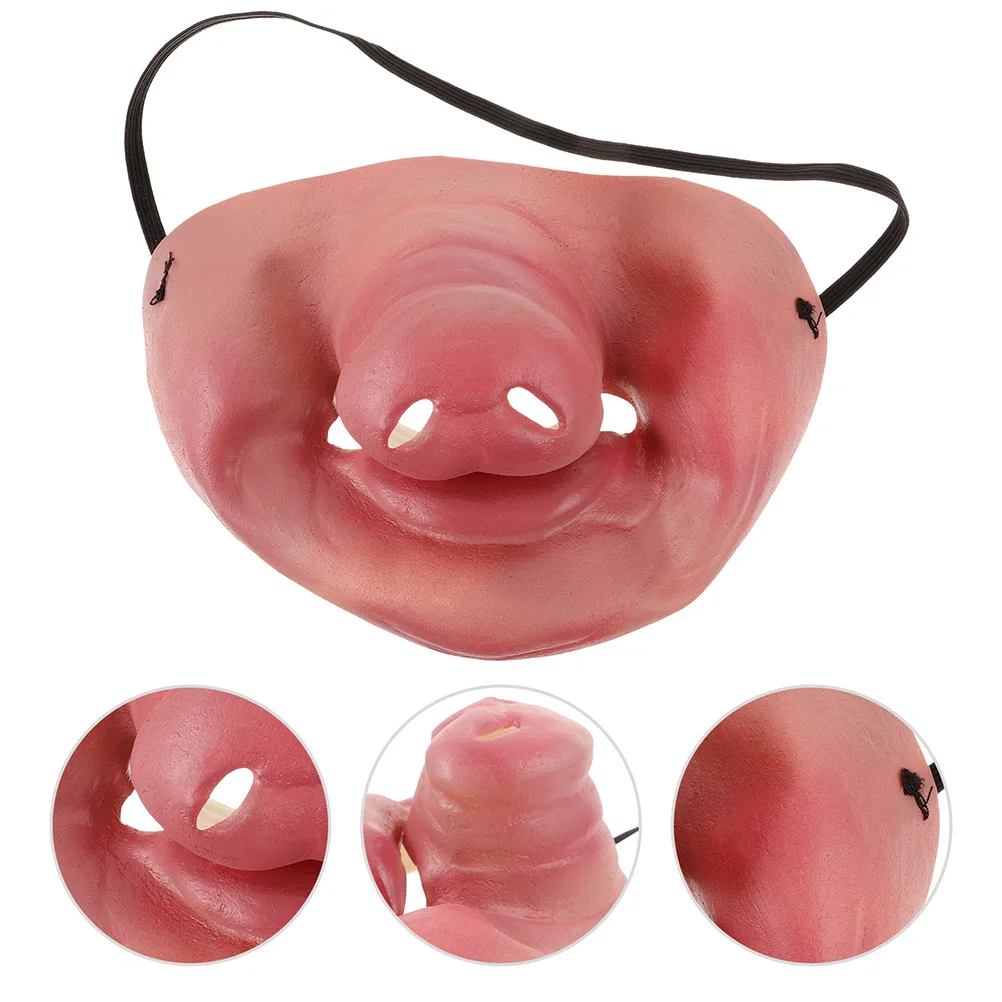 

2pcs Half Face Pig Nose Mask Breathable Latex Animal Costume For Halloween Party Carnival Cosplay Dress Up Props