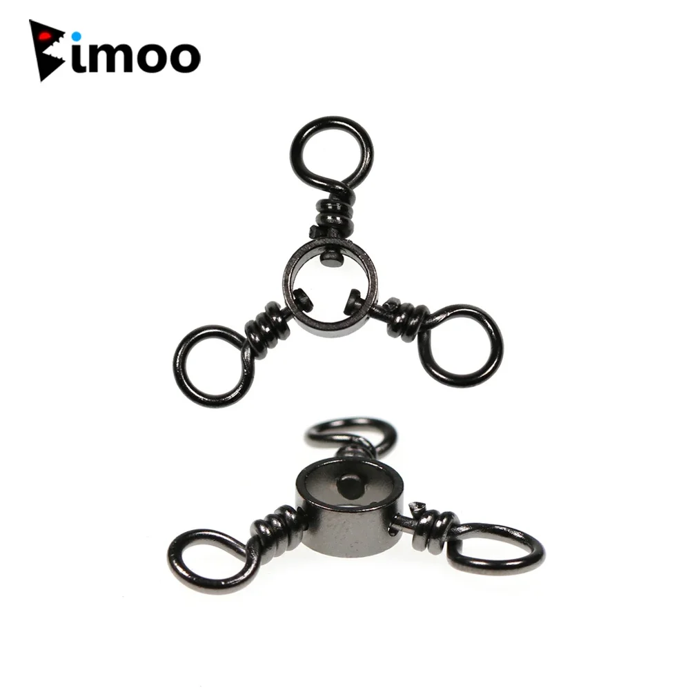 Bimoo 20PCS Brass 3-way Fishing Rolling Swivels Saltwater Fishing Tackle Bearing Barrel Ring Triple Swivel Fishing LineConnector