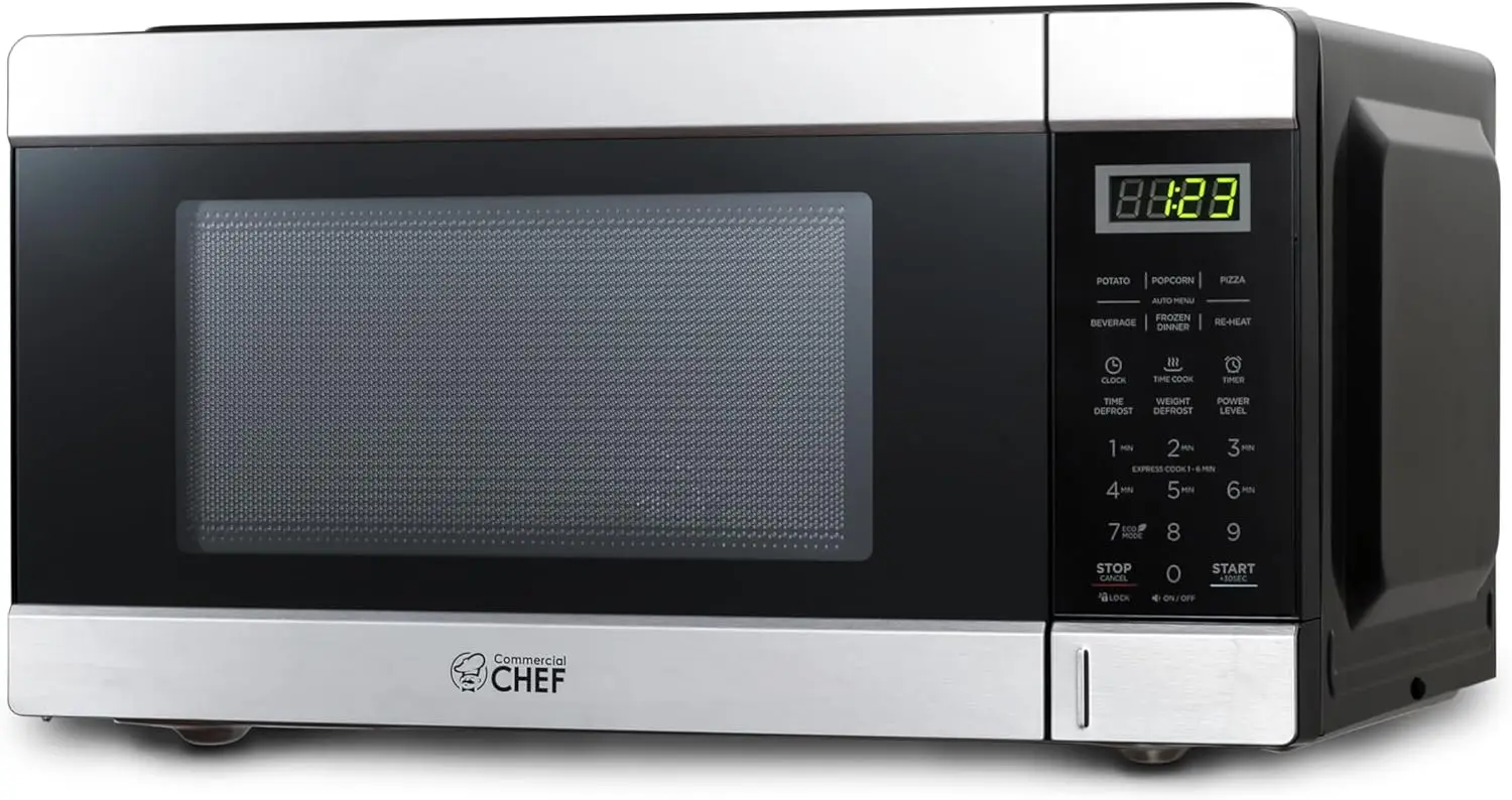 Microwave with 10 Power Levels, Small Microwave with Push Button, 1000W Countertop Microwave with