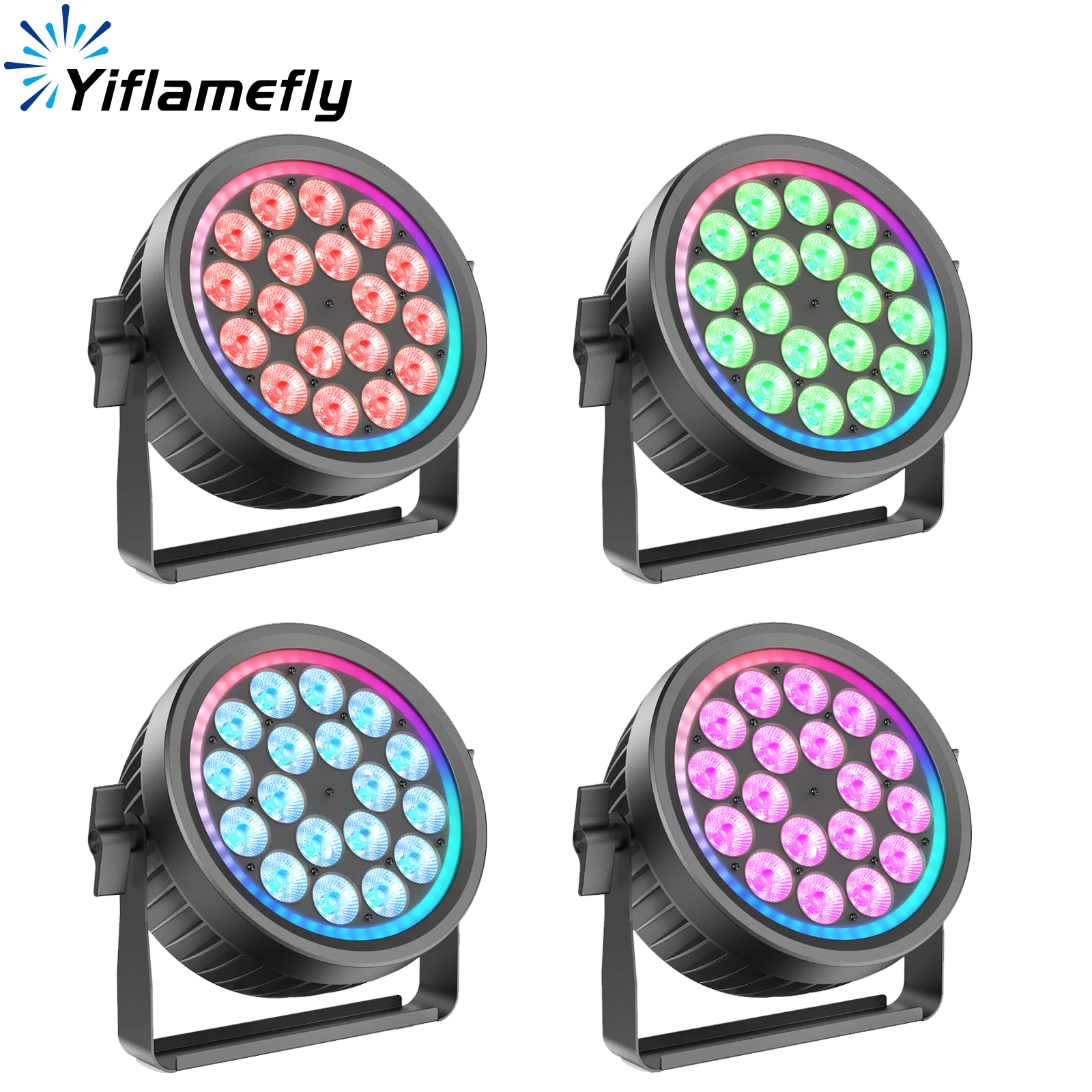 

Yiflamefly 1/2/4Pcs 200W Quiet Par Lights With RGB Ring 18X10W RGBW LED 16.7M Colors Stage Lihghts DMX For Wedding Party KTV Bar