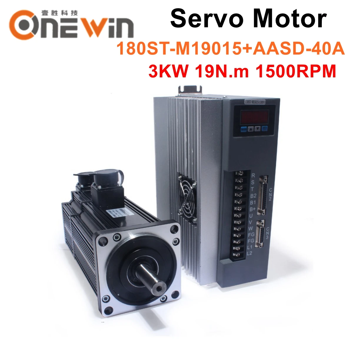 3KW 19NM Servo Motor Kit 180ST-M19015 Diameter 180mm 380V 1500rpm Matching AASD-40A Driver