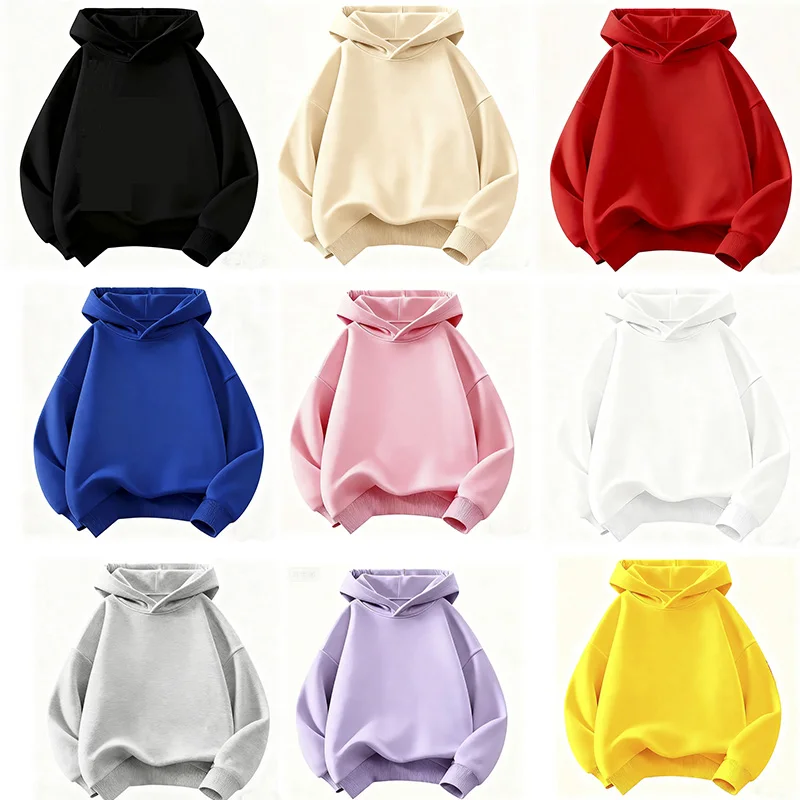 

Детские модные худи для мальчиков и девочек, весна-осень 2026, повседневные однотонные толстовки-худи для детей