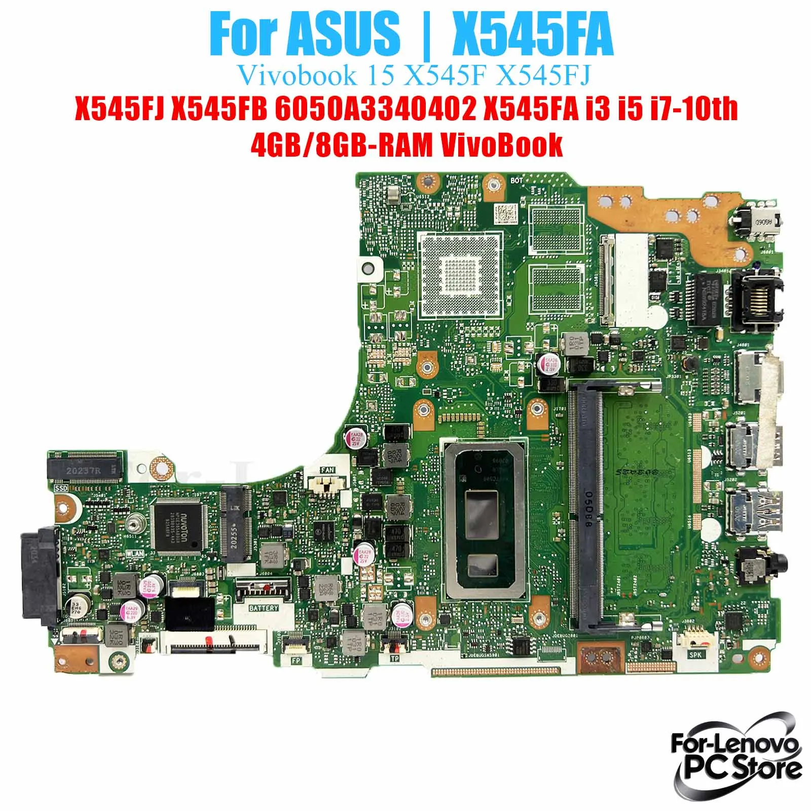 

X545FA для ASUS VivoBook 6050A3340402 X545FA, материнская плата i3 i5 i7, протестированная материнская плата для ноутбука