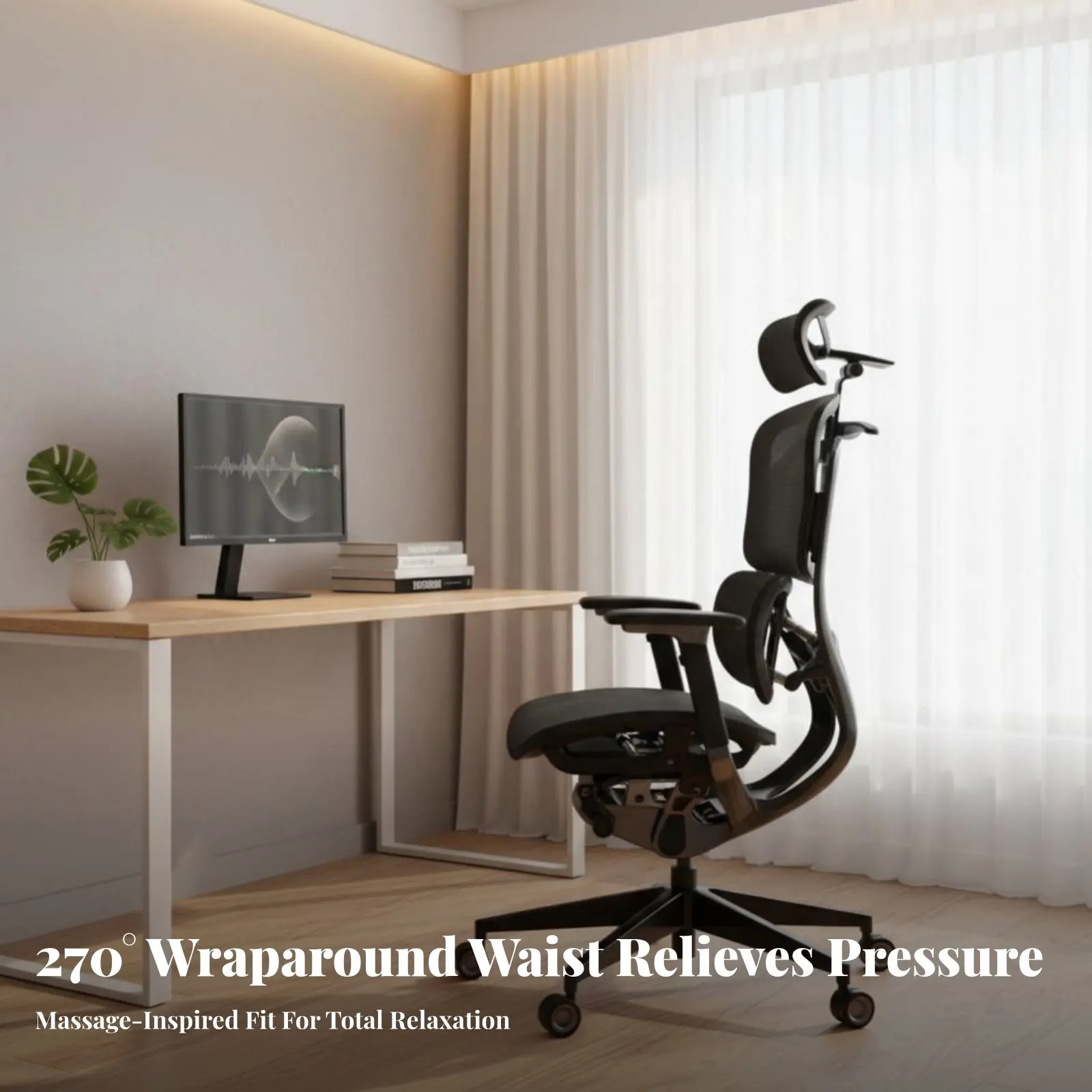 

Ergonomic Mesh Task Chair Support Computer Seat rotating Base with casters for Students, Study Room