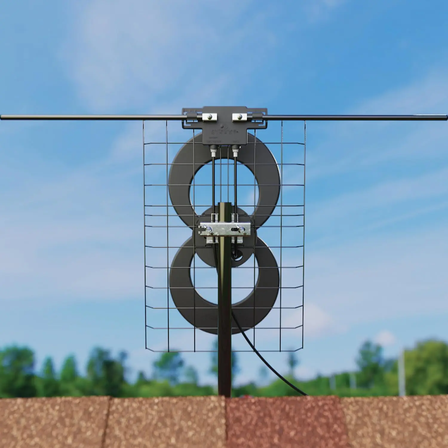 Indoor/Outdoor UHF VHF Multi-Directional TV Antenna, 60+ Mile Range, 4K 8K UHD, NextGen TV (ATSC 3.0) Ready, with Reflector and 20-Inch Mast