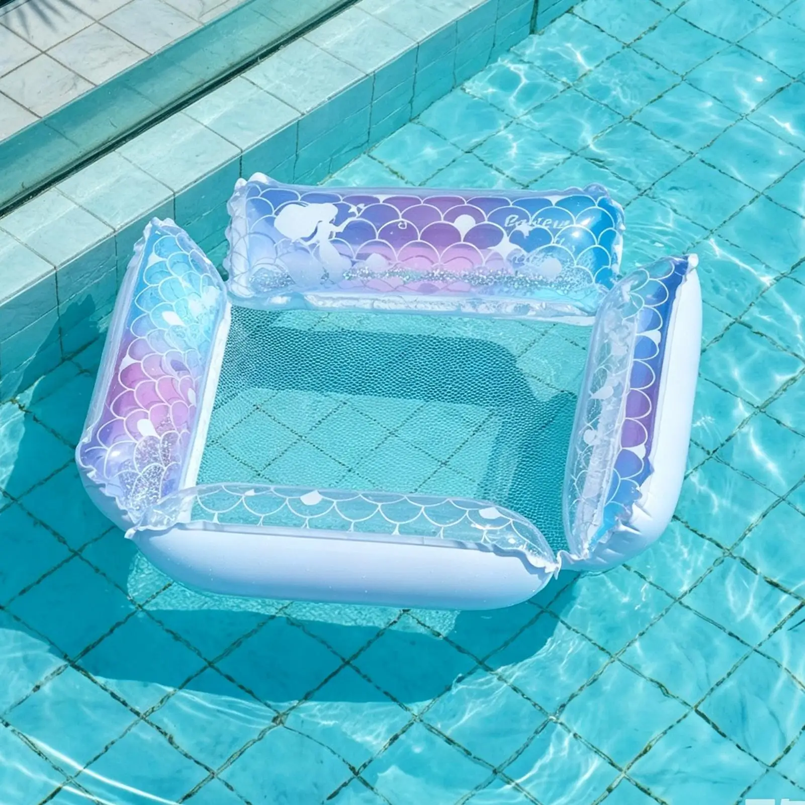 Pool Hammock Four-Tube Mesh Breathable Raft Swim Pool Lounge Float Inflatable For Backyard Lake Poolside River Men Women Friends