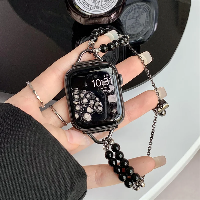 Luxur Pearl Strap For Apple Watch 8 7 6 SE 5 4 3 2 Band 49mm 38mm 42mm 40mm 44mm 41mm 45mm Women Bracelet Watchband Accessories