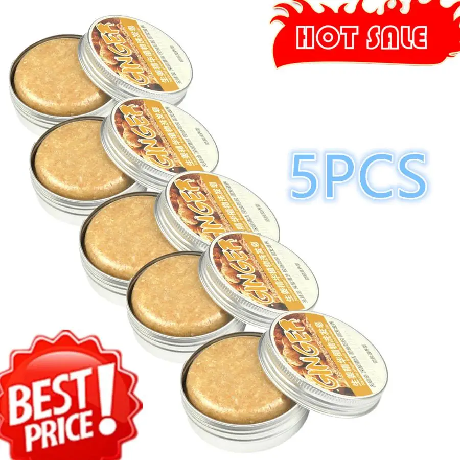 

5PCS Ginger Polygonum Soap Shampoo Soap Cold Processed Soap Hair Shampoo Bar Pure Plant Hair Shampoos Hair Care