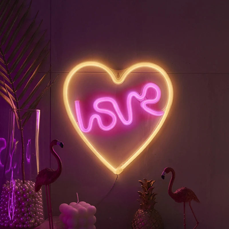 Sweet LOVE Neon Signs w Base,LED Light,Atmosphere Lighting for Wall,Night Lamp for Birthday, Wedding Party,Christmas,Lover,Decor