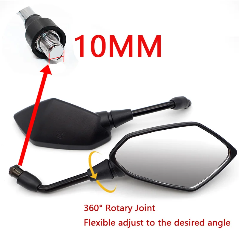 8MM 10MM Motorcycle Mirror For YAMAHA R1 2009 YFZ 450 PW 50 DRAGSTAR 650 DRAG STAR 1100 MAJESTY 400 Retroviseur Moto Accesorios