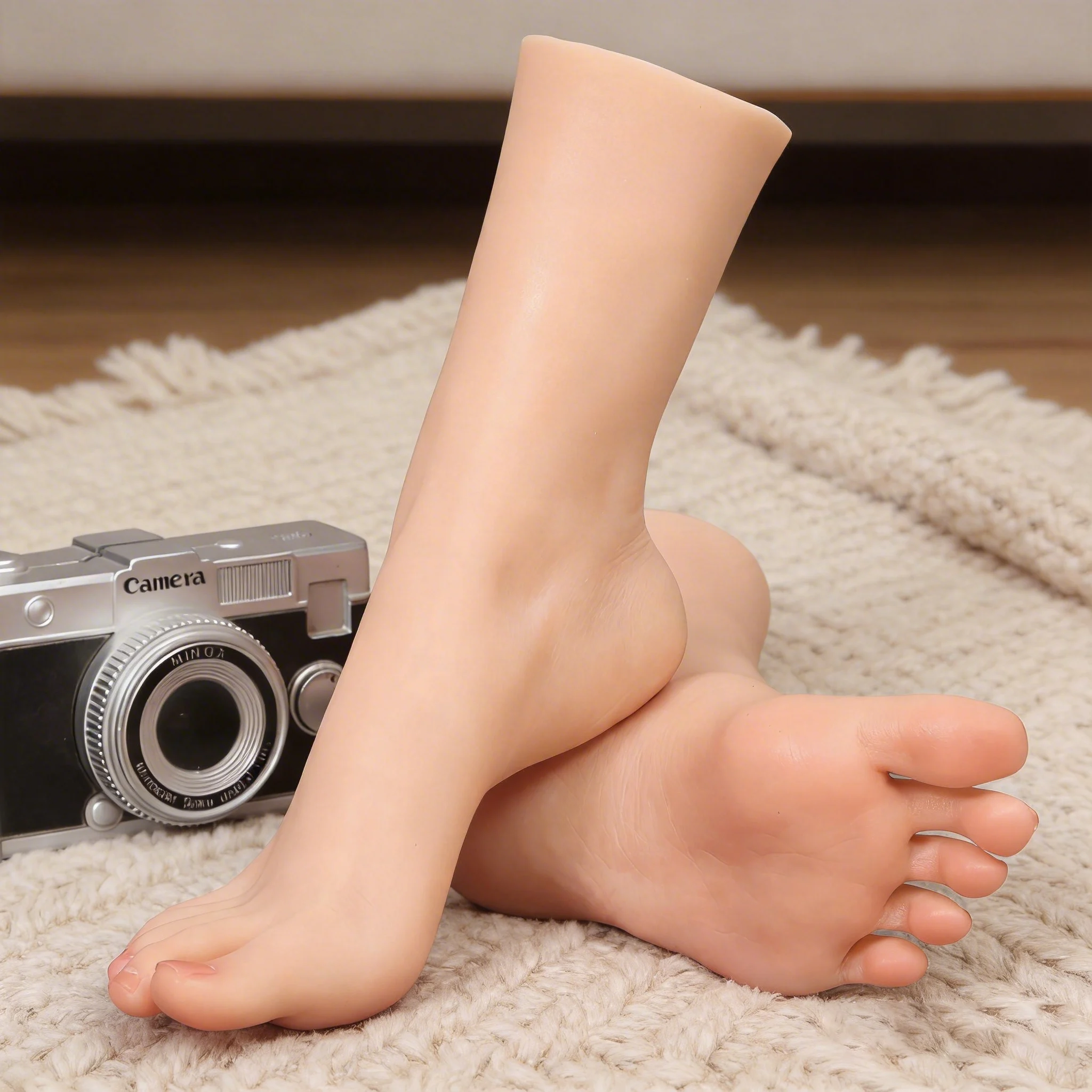 Platinum Silicone Foot Model Female Lifelike Mannequin Thin Feet Fetish For Footjob Manicure Props Shoes Jewelry Display TG3726