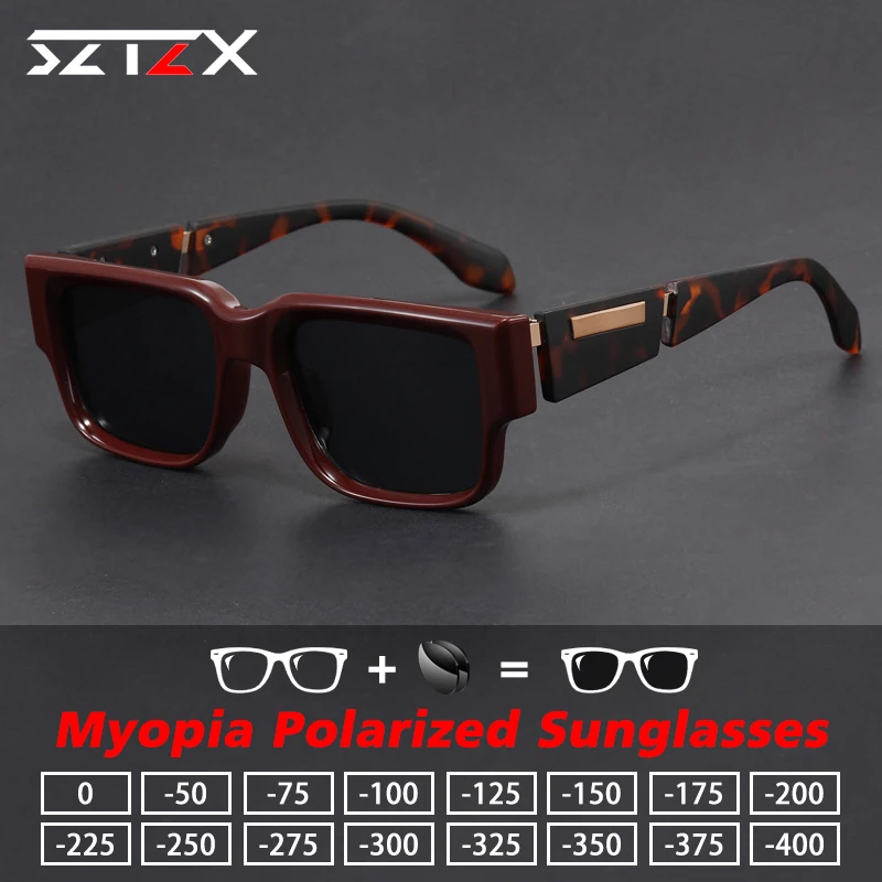 

SZTZX 2025 Simple Fashion Men Women Acetate Square Sunglasses Driving Polarized Myopia Glasses Prescription Customized Glasses