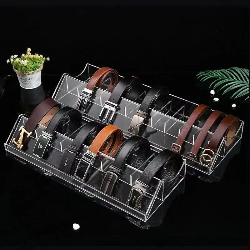 Clear 4-11 Compartment Acrylic Belt Shelf Display Rack Stand Belt Holder Belt Display Storage Box Closet Tie Bow Tie Organizer