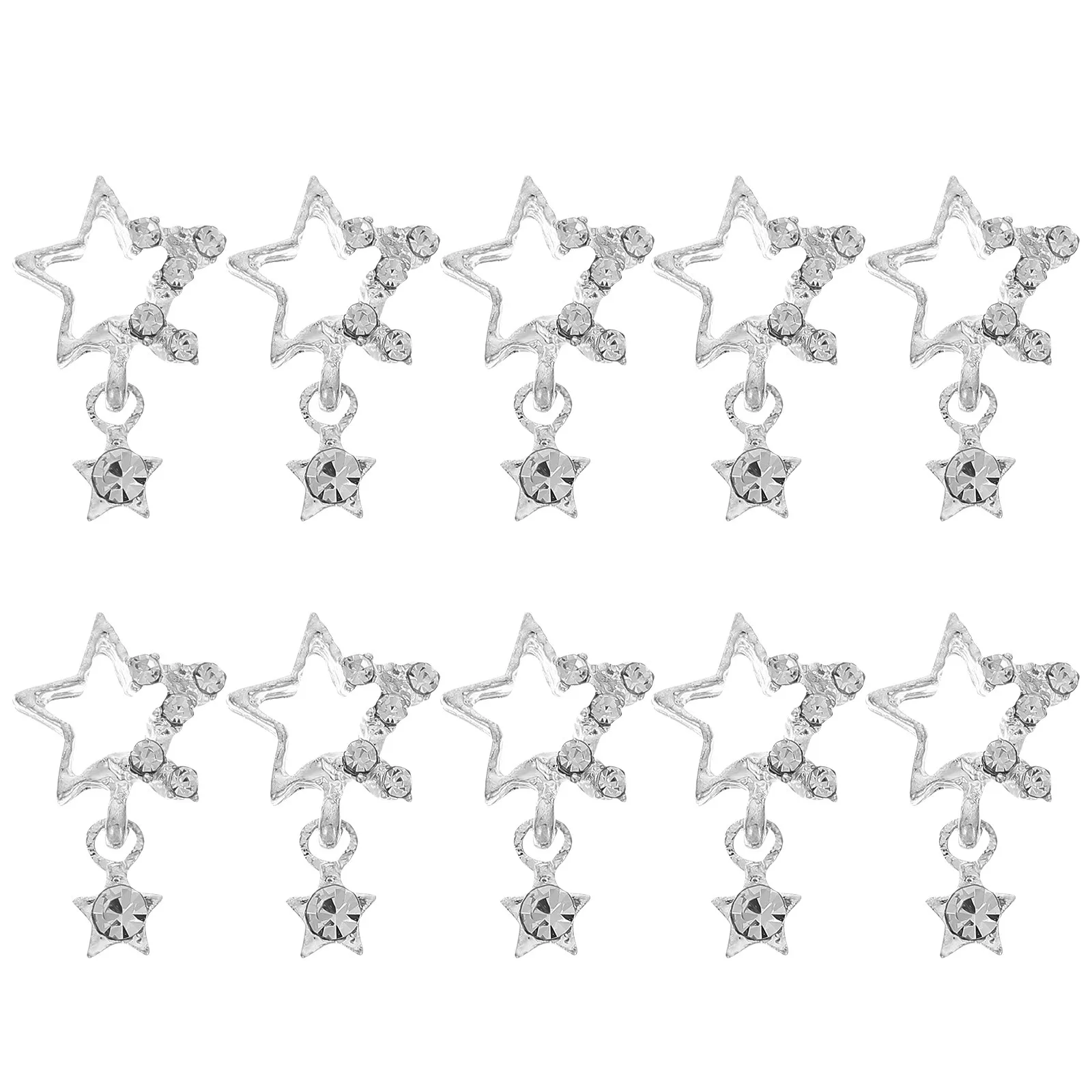 

10Pcs Star Nail Art Charms Rhinestone Alloy Pendant Nail Decorations Manicure Supplies Star Charms for Nails Manicure Decoration