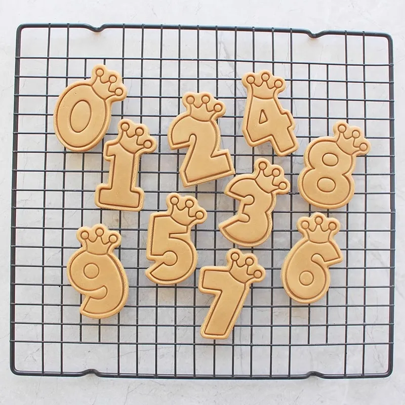 Cartoon Birthday Crown Numbers Cookie Mold Birthday Event Crown Digital Biscuit Mold 3D Stereoscopic Pressing Cookie Baking Tool