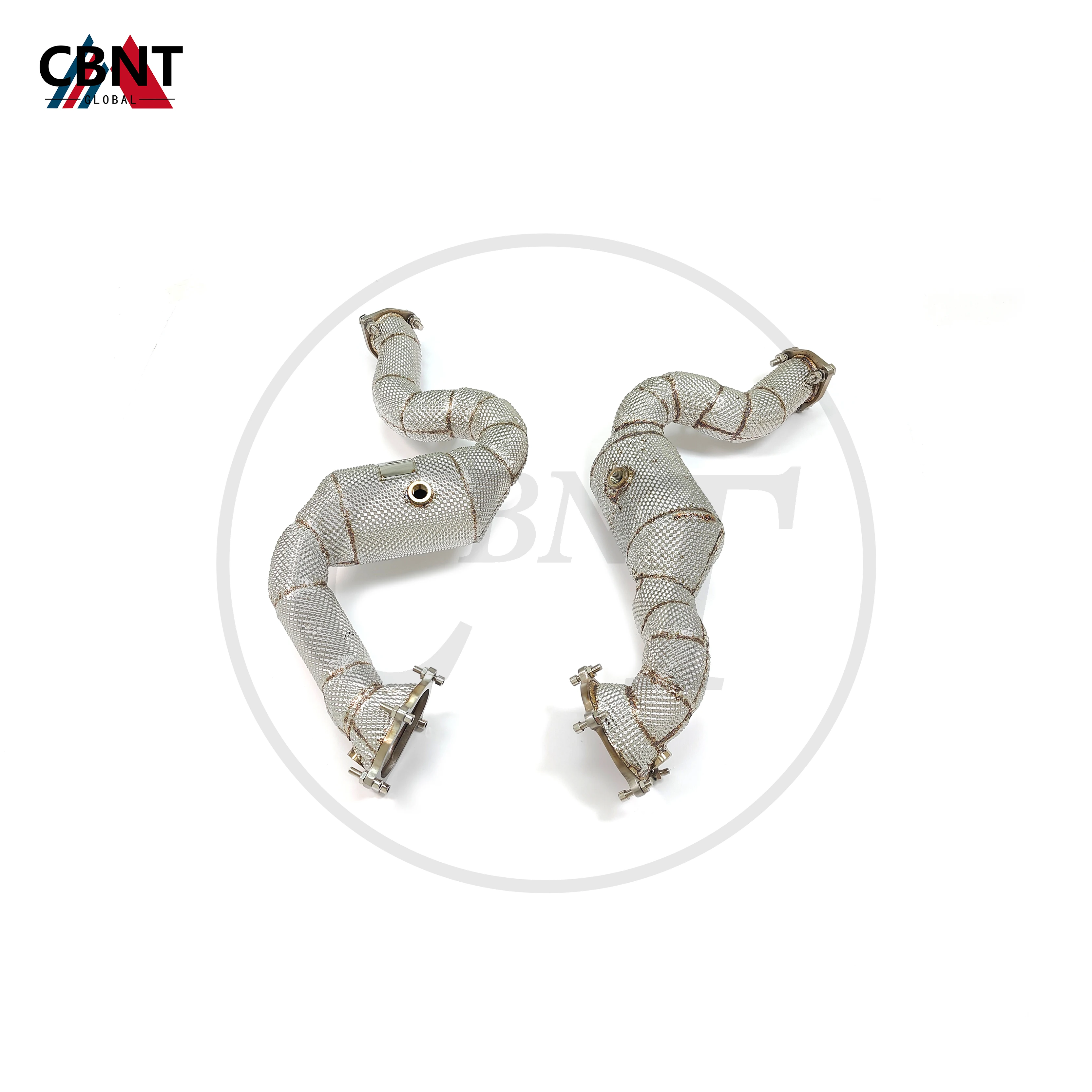 CBNT Exhaust-Pipe Catted/Catless Downpipe for Audi S6 S7 RS6 RS7 C7 4.0T High Flow SS304 Exhaust-headers with Heat Shield
