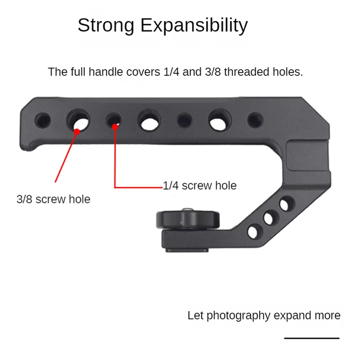 Universal DSLR Camera Rig Top Handle Three Cold Shoe Adapter Mount for LED Light Microphone Metal Cheese Handle Grip