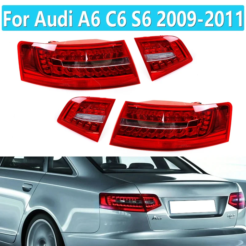 

For Audi A6 C6 S6 Quattro RS6 Saloon Sedan 2009-2011 Rear LED Rear Tail LightS turn signal Stop lamp Car parts Brake light