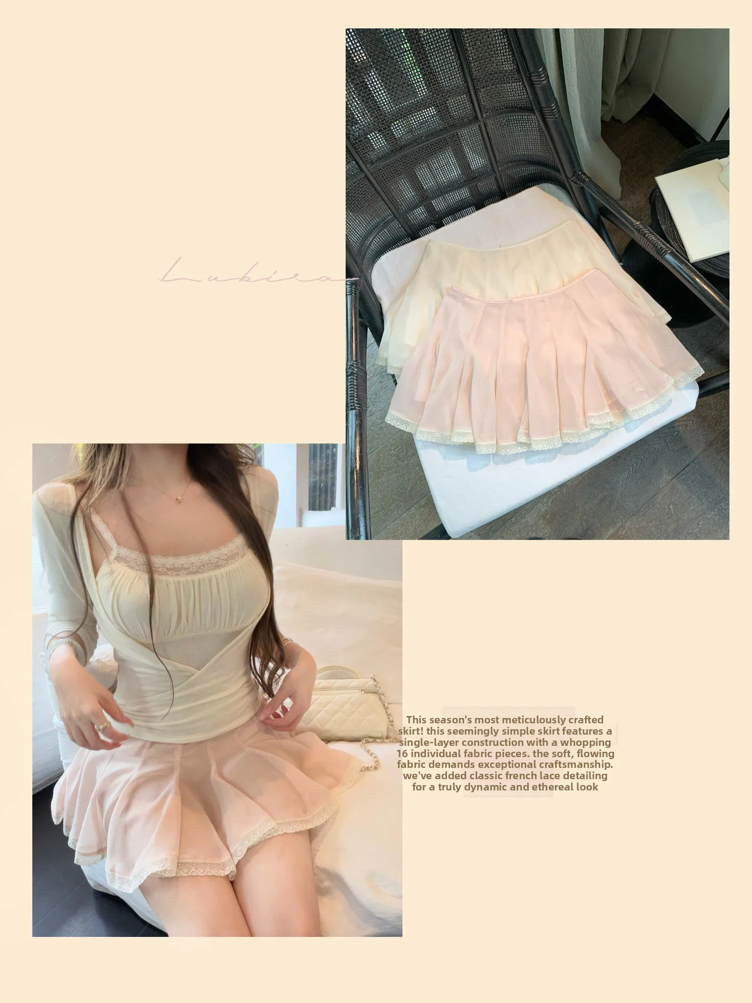 Lukira Misty Shadow Ballet Style Half Skirt with Lace Trim A-Line  Skirt for Women Summer Polyester Fiber Standard Fit