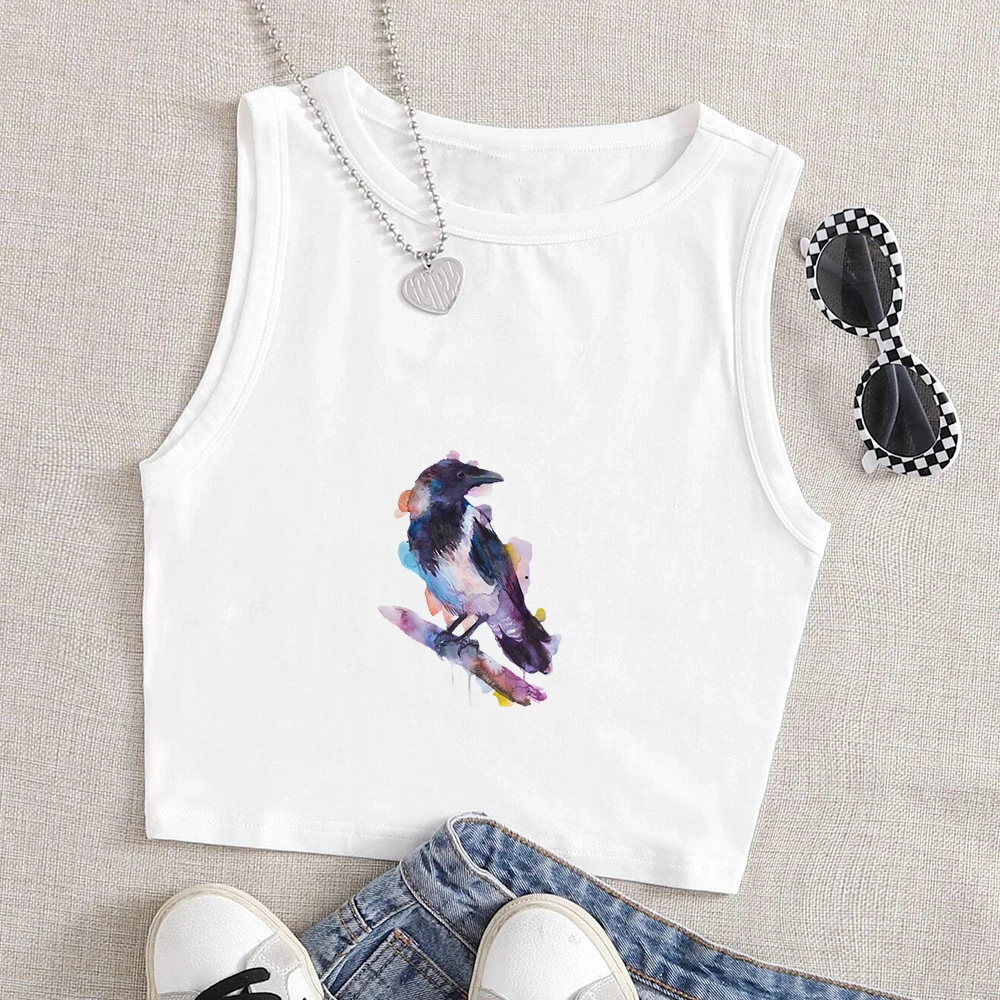 Seeyoushy Magpie Print 2023 New Summer Trend Women's Vest Y2K Aesthetic Streetwear Trend Casual Holiday Women's Top