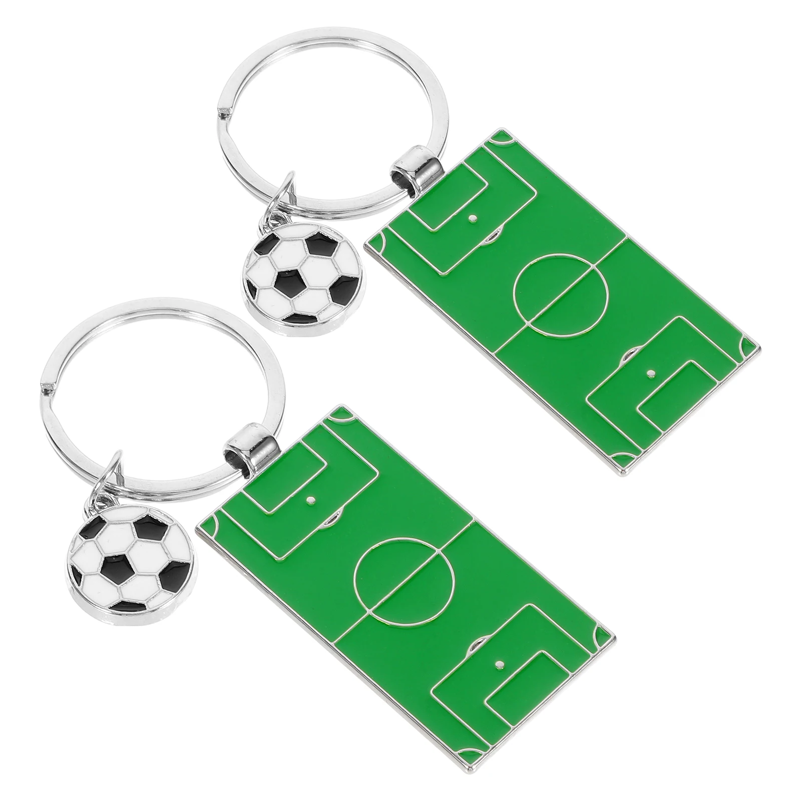 

2pcs Football Field Keychain Mini Cute Soccer Cartoon Keyrings Gift Pendant Decor Bag Backpack Car Key Creative Team