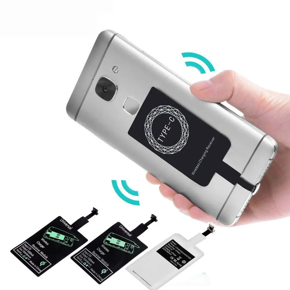 Für Android Typ-C Für iPhone 5 5S SE 6 6S 6Plus 7 Plus Induktion Patch empfänger Ladegerät Qi Drahtlose Lade Ladespule