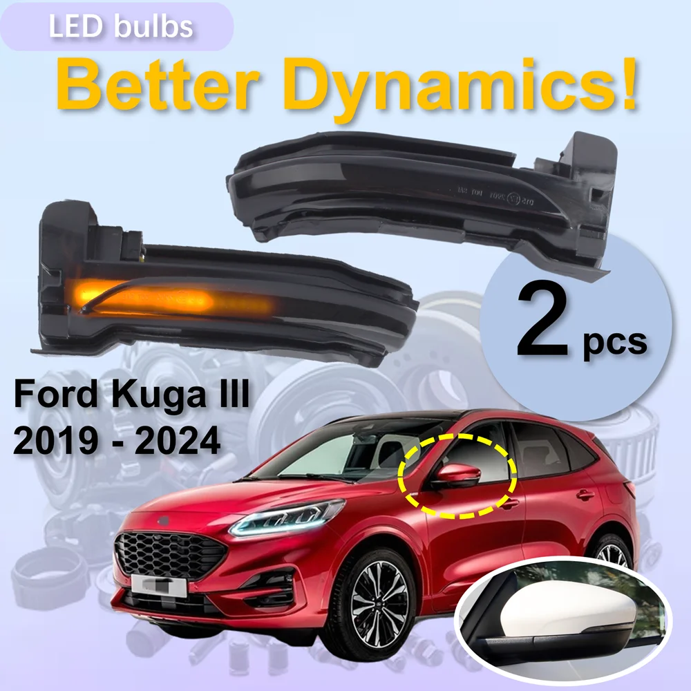 for Ford Kuga MK3 CX482 2019 2020 2021 2022 2023 2024 Dynamic LED Blinker Side Mirror Turn Light Signal Lamp