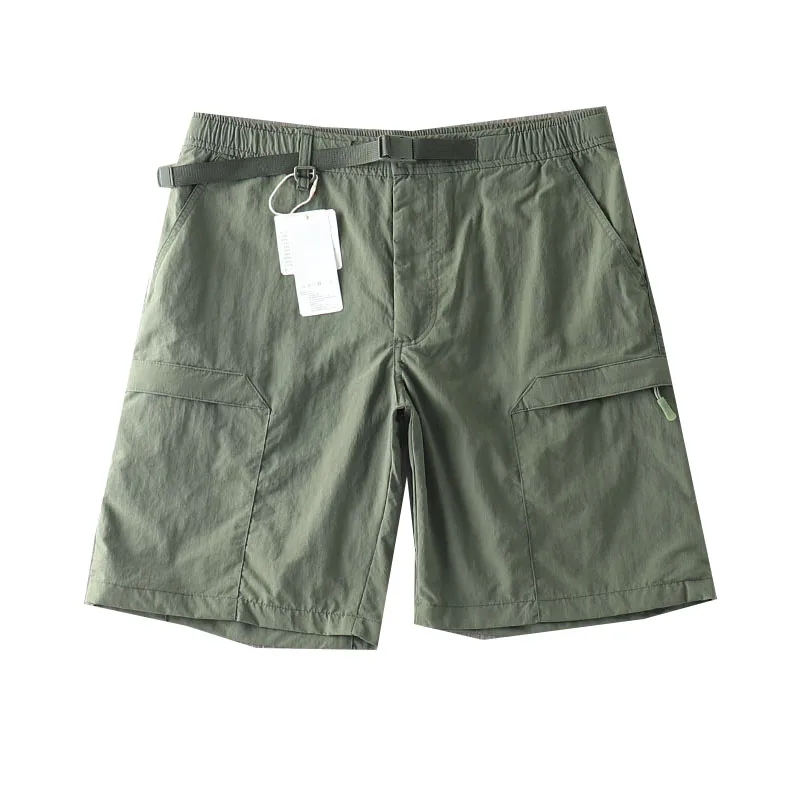 กางเกงลำลองผู้ชายแบบแห้งเร็ว ความยาวห้าส่วน สำหรับทำงาน มีเข็มขัด สีน้ำเงิน กันน้ำ ระบายอากาศ แฟชั่นฤดูร้อน