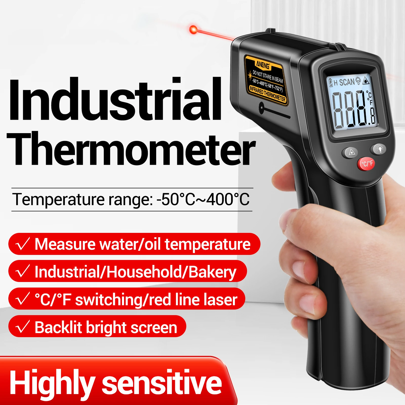 ANENG ANENG TH201 -50℃～400℃ /-58℉～752℉ Non-Contact Infrared Thermometer IR Thermometer Handheld Digital Temperature Tester