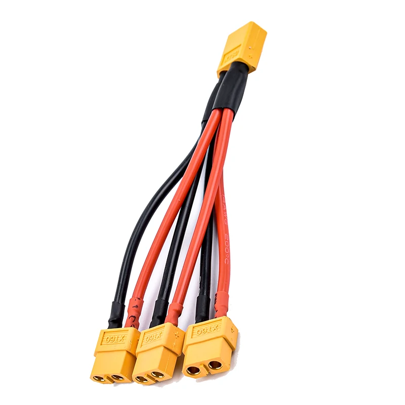 XT60 Parallel Battery Connector Male/Female Cable Dual Extension Y Splitter/ 3-Way 14AWG Silicone Wire for RC Battery Motor