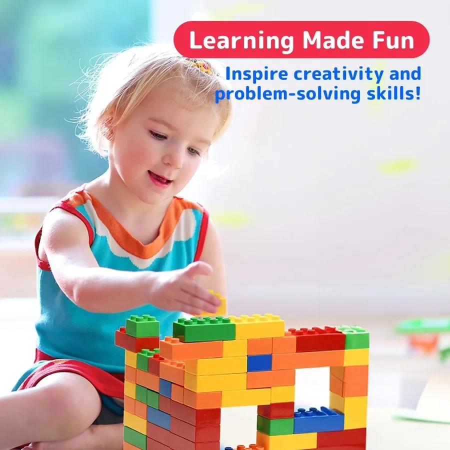 Juego de bloques de construcción de 100 piezas para niños pequeños, bloques de juguete gigantes en 5 colores durante 18 meses en adelante, fomenta la creatividad en el motor