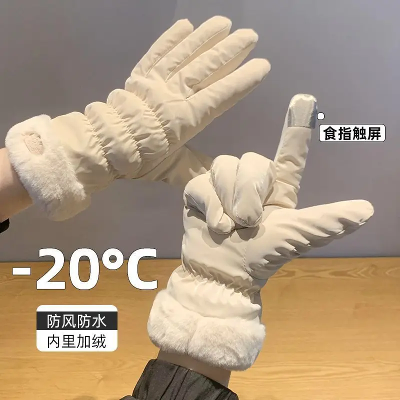 2024 Korean Version Winter Work Gloves Warm Touch Screen Women's Winter Gloves Windproof & Fleece Thicken Cycling Gloves Ladies