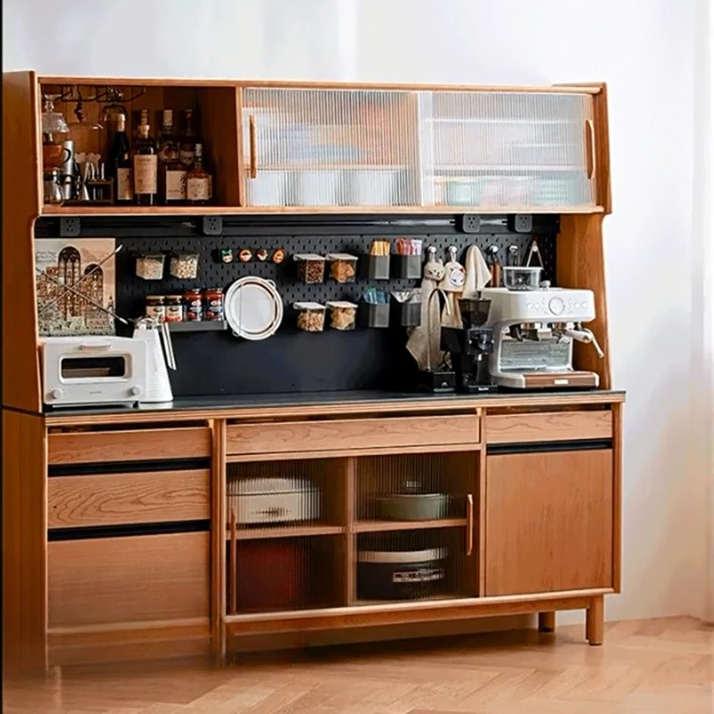 

generation cream wind solid wood dining side cabinet modern simple tea cabinet Japanese storage integrated against the wall